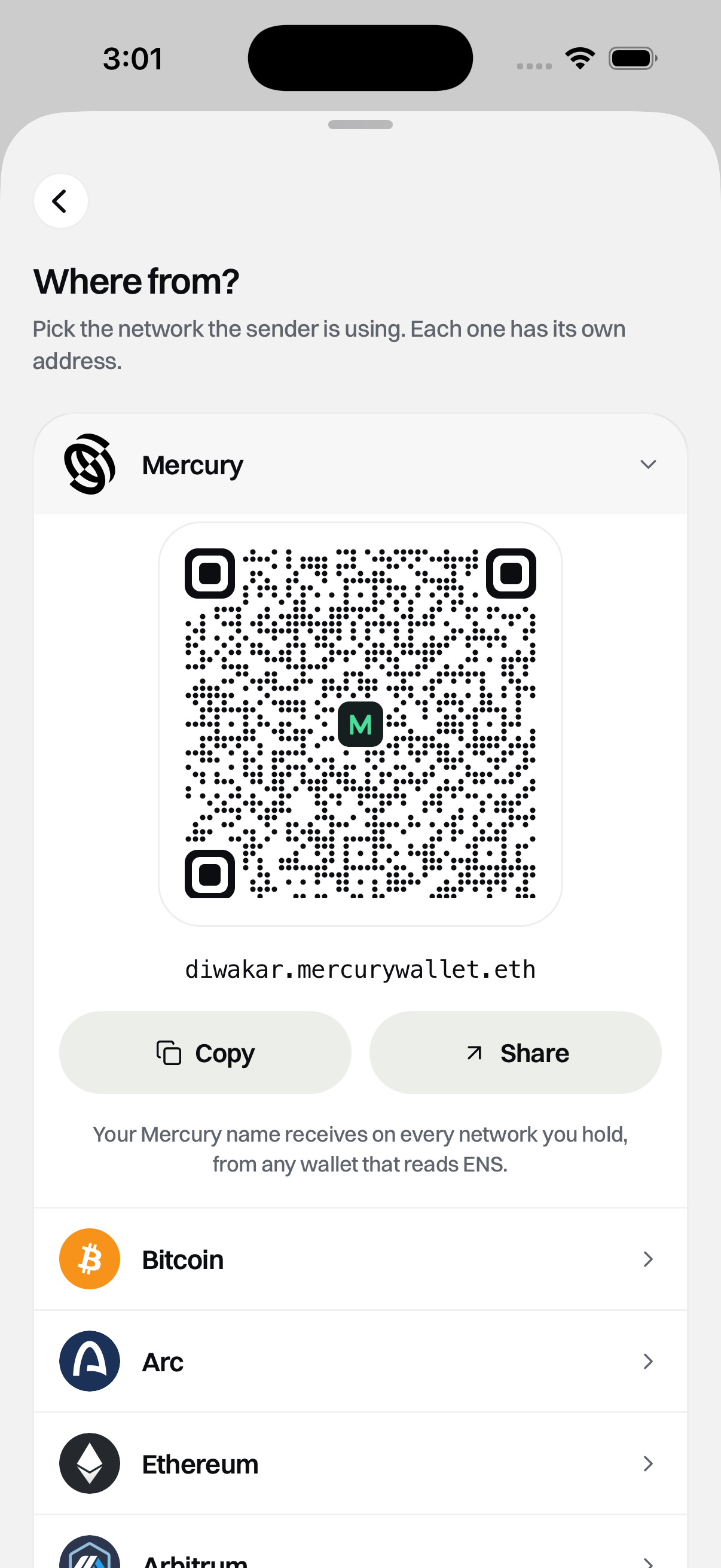 The name as a scannable QR code