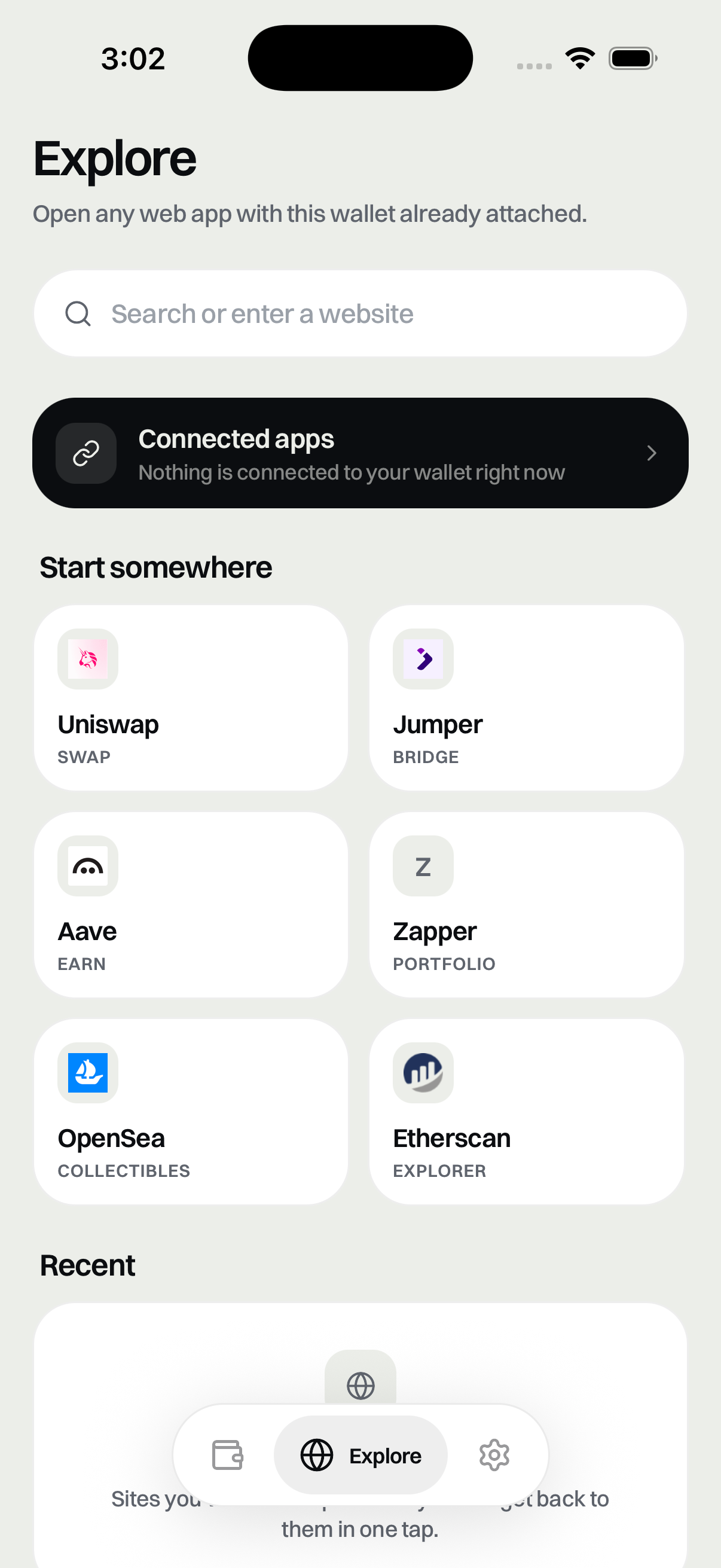 dApp browser with the wallet already attached