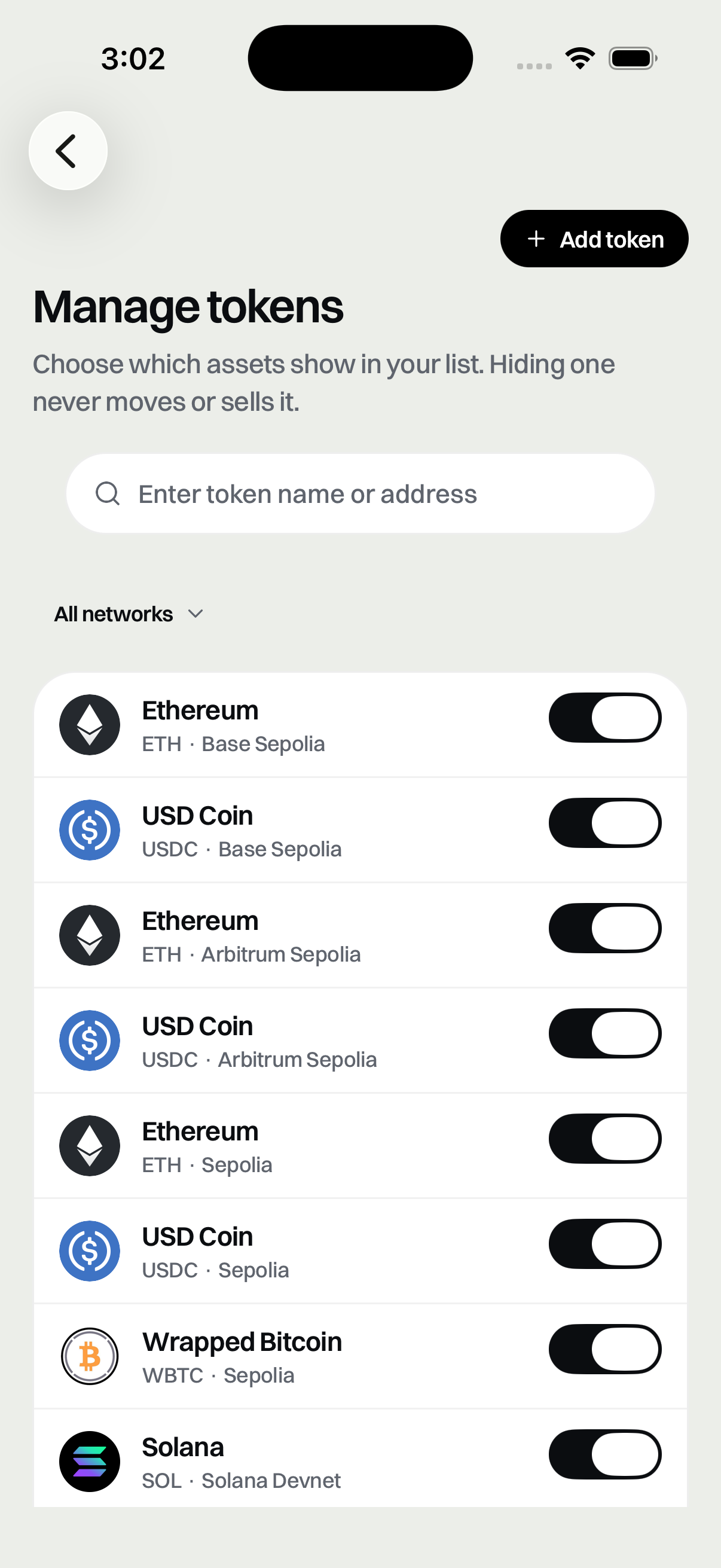 Choosing which assets appear
